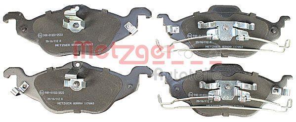Jeu de 4 plaquettes de frein METZGER ref. 1170063